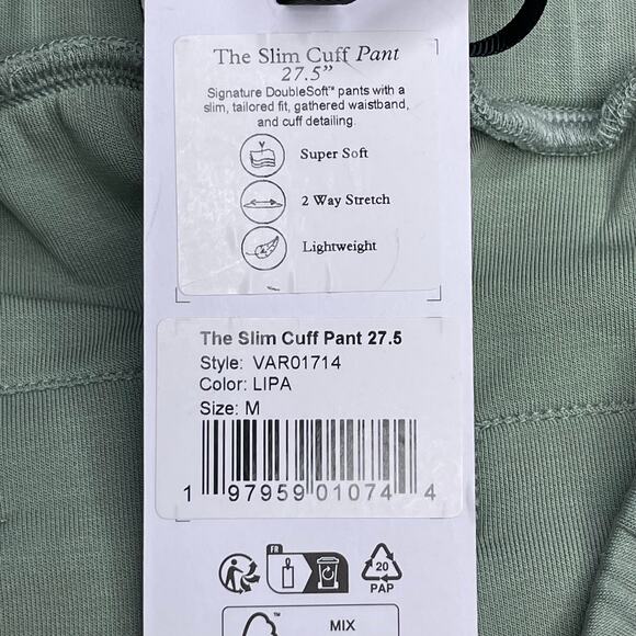 Varley The Slim Cuff Pant 27.5” size M Joggers New Sage green Doublesoft - Picture 6 of 8